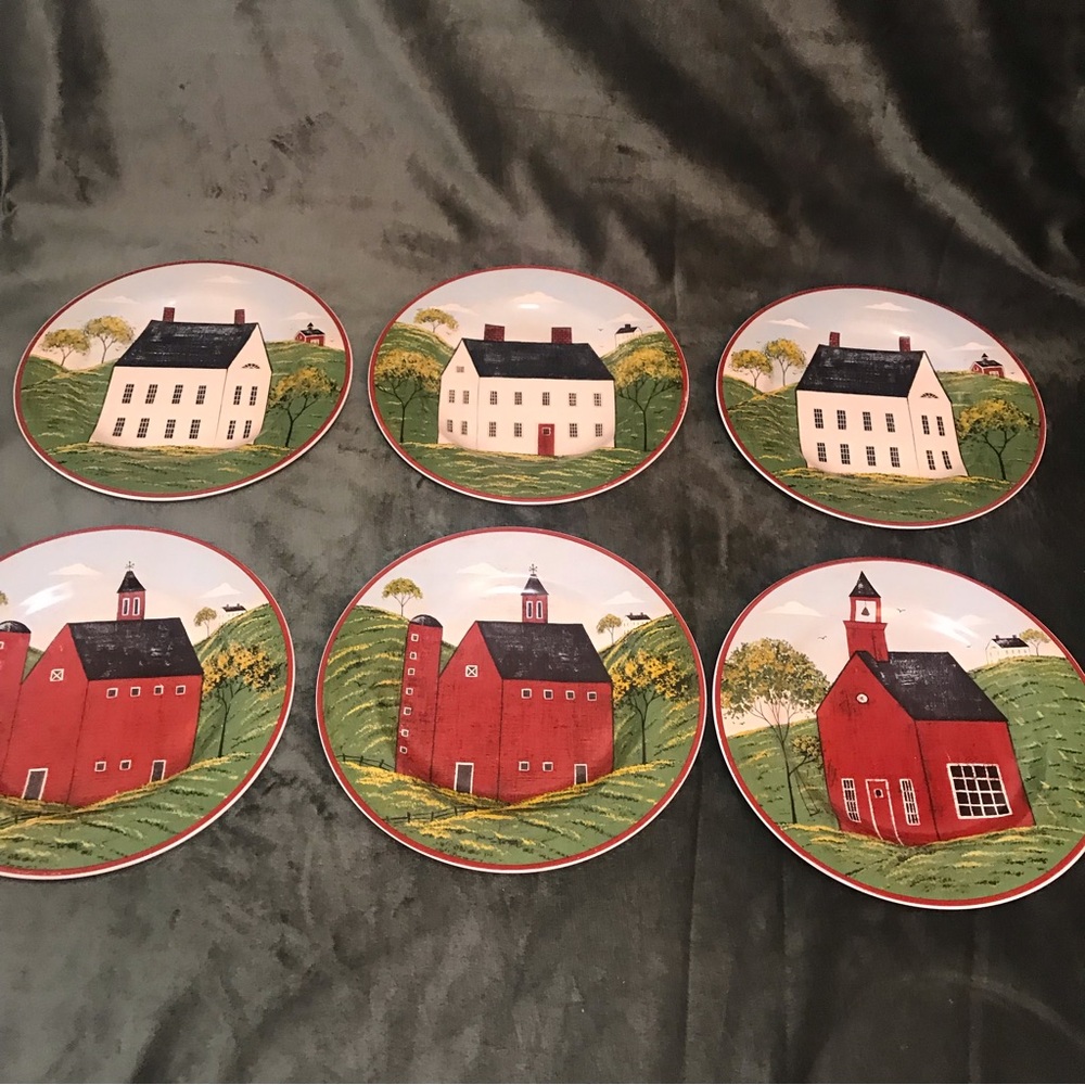 6 Warren Kimble Brandon House Country Life by Sakura 8” Salad Plates